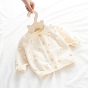 春秋装1-3岁女宝宝纯棉，针织开衫6个月，婴儿洋气毛衣新生儿小外套