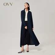 OVV Outlet日本进口三醋酸秋冬女翻领系带连衣裙式风衣