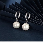s925纯银韩版气质耳环，女式珍珠耳坠简约百搭防过敏耳扣耳环