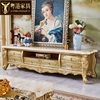 欧式大理石电视柜美式茶几地柜组合大户型客厅金色全实木电视机柜
