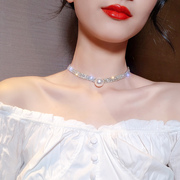 满钻珍珠项圈女日韩网红短款项链脖子饰品choker颈带性感锁骨链