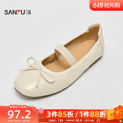 拼三福女单鞋春季温婉甜美蝴蝶结淑女鞋圆头蛋卷鞋女鞋840300