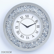 玻璃镜面时钟钻石镶嵌创意钟表挂钟客厅现代简约轻奢家用时尚装饰