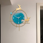 钟表挂钟客厅创意时尚北欧轻奢餐厅玄关墙面，装饰时钟个性铁艺金属