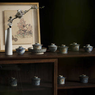 朴云堂青花，手绘小盖碗系列手工，敬茶碗单个泡茶碗
