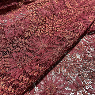 重工刺绣绣花蕾丝布料 水溶蕾丝布料 深红色布料