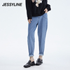 2折特卖款 jessyline女装秋季 杰茜莱蓝色高腰直筒牛仔裤