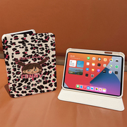 酷拽个性豹纹女孩适用苹果平板保护套卡通ipad10360度旋转式Air4/5带笔槽10.9寸女款mini6保护套12.9寸