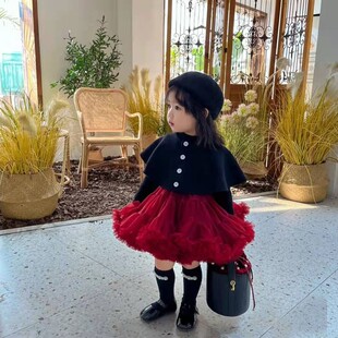 春装tutu裙女童半身裙，女宝宝红色网纱蓬蓬裙，套装儿童礼服凸凸裙子