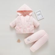 婴儿冬季衣服两件套上下套装新生儿加厚棉袄宝宝棉衣三件套棉服