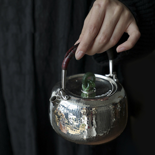 纯银时代北村静香银壶手工一张打足银999煮烧水壶日式茶壶700ml