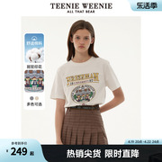 TeenieWeenie小熊2024年棉质短袖T恤美式复古印花上衣慵懒风chic