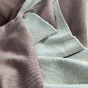 纯棉罗拉复合奥粒绒面料弹力坑条打底衫打底裤加绒加厚布料藕粉色