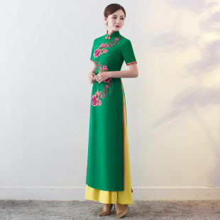 正宗越南奥黛旗袍，走秀长款中国风舞台，表演出服连衣裙大码