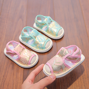 儿童手工布凉鞋女童1-3岁2婴儿，软底宝宝布鞋千层底小童学步鞋夏季