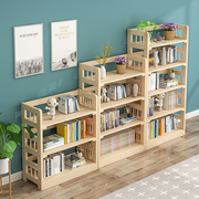 简易书架实木置物架落地客厅经济型原木学生书柜，家用儿童收纳书架
