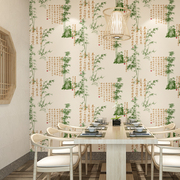 竹子图案字画茶室中国风墙纸古典中式壁纸书房餐厅防水玄关包厢