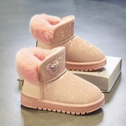 女童鞋冬季加绒加厚大棉鞋防水防滑女孩，宝宝儿童雪地棉靴子