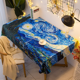 梵高绘画桌布油画美术教室画室地中海向日葵名画防水桌垫艺术台布