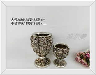 欧式树脂雕刻花瓶花插复古客厅装饰品摆件陶瓷花瓶树脂摆件