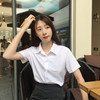 2022短袖雪纺衬衫女宽松韩版学生职业装，工作服黑白衬衣女夏装