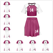 2020排球少年周边系列3d数码，彩印白鸟沢套裙，女款露脐性感套装