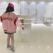 韩版女童棒球服百褶裙，套装22秋撞色夹克，休闲时髦两件套外套潮