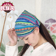 中国民族风刺绣花帽子头巾旅游帽复古包头帽(包头帽)杨丽萍同款百搭女士帽