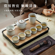 汝窑茶具套装家用高档陶瓷盖碗茶杯茶盘，中式办公室会客中式茶壶