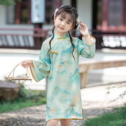 儿童旗袍女童2023款春秋季汉服，中国风童装女孩，古装旗袍裙薄款复古