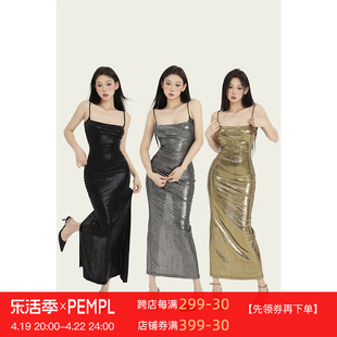 PEMPL 吊带连衣裙女春夏性感欧美气质修身长裙无袖内搭裙子潮