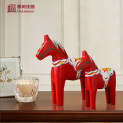 瑞典达拉红马木马摆件桌面，家居客厅酒柜装饰品红色马饰品(马饰品)工艺品