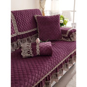 冬季毛绒沙发垫欧式防滑四季坐垫冬天紫色全包沙发套贝克-紫色60