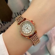 气质满钻表带镶钻士个性手表，女时尚圆形石英玫瑰金色普通国产腕表
