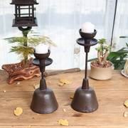 手工复古铸铁老烛台油灯旧物，中式禅意茶道，灯家居装饰摆件酥油烛台