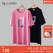 dtlando2023夏季圆领短袖，t恤女彩色，印花纯棉宽松半袖上衣设计