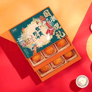 华美月饼礼盒12饼6味高档双层礼盒蛋，黄白莲蓉红豆蓉月饼国潮悦礼