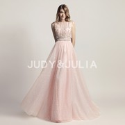 新娘2020结婚宴会年会晚礼服钉珠粉色优雅气质长裙蕾丝敬酒服女