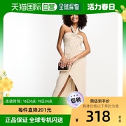香港直邮潮奢asos女士设计扭纹挂脖铅笔，灰褐色长款连衣裙