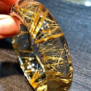 魅晶天然巴西原矿水晶晶体通透白体黄钛晶宽版水晶手镯