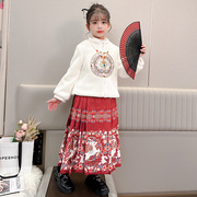 冬装汉服中国风古装马面裙套装女孩唐装汉服学生网红加绒裙子