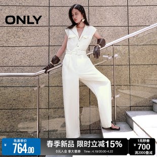 only2024夏季时尚百搭无袖，高腰连体长裤，休闲裤女124244002