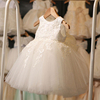 女童婚纱晚礼服生日公主，裙儿童钢琴，礼服六一演出服白色花童连衣裙