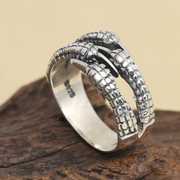 s925纯银戒指，复古泰银饰品，龙爪开口戒指男款