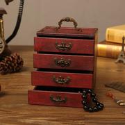 盒首饰复古收纳梳妆带木质饰品盒子古风锁手结婚中式精致仿古做旧