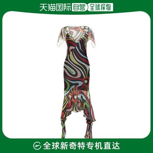 香港直邮Emilio Pucci 女士Marmo印花雪纺打褶迷笛连衣裙