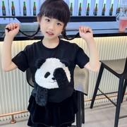 2024不一样的熊猫亲子装亲子t恤短袖一家三口母子母女装夏季