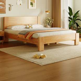 床全实木床1.5米单人床出租房用1米8双人床主卧大床实木床板床架