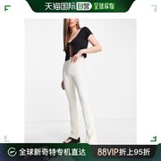 香港直邮潮奢topshop女士，紧身罗纹喇叭裤子，(米黄色)