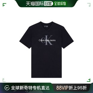 香港直邮Calvin Klein凯文克莱男士简朴T恤黑色纯棉短袖印花安适